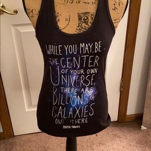Black racer back tank top with design